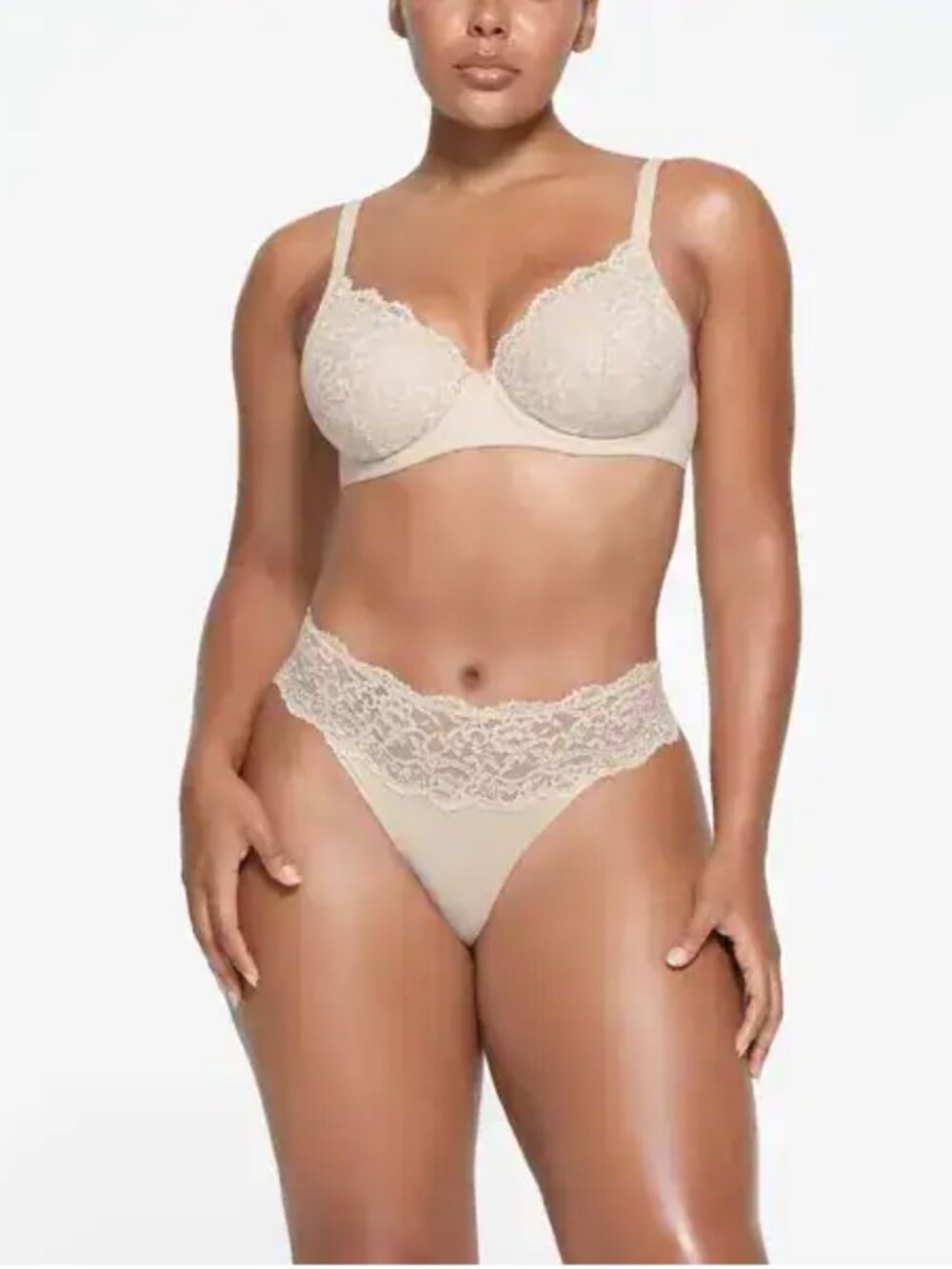 NWT SKIMS FITS EVERYBODY LACE FULL COVERAGE BRA | STONE × 1 STONE / 32 / DD - Picture 3 of 15